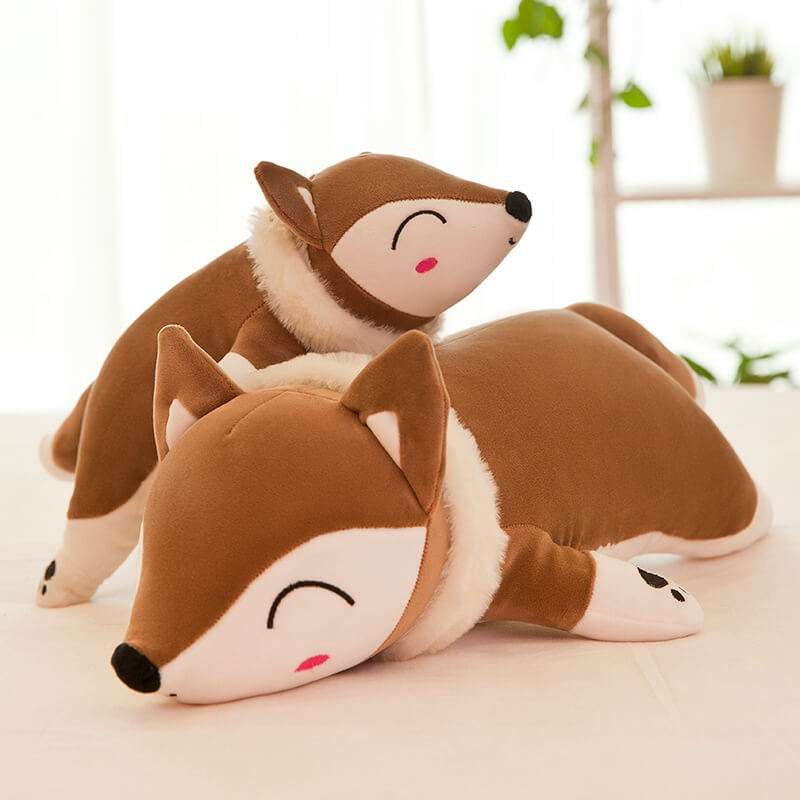 Slyly Sleepy Fox Cuddle Pillow - Cute Animated Animal Sofa Cushion