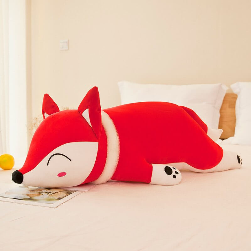 Slyly Sleepy Fox Cuddle Pillow - Cute Animated Animal Sofa Cushion