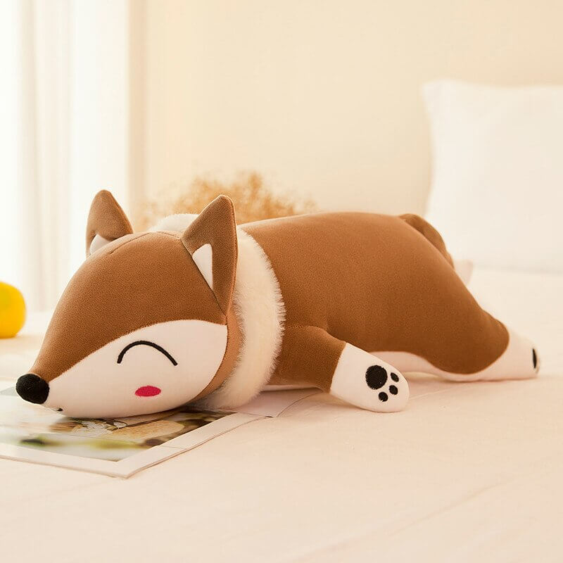 Slyly Sleepy Fox Cuddle Pillow - Cute Animated Animal Sofa Cushion