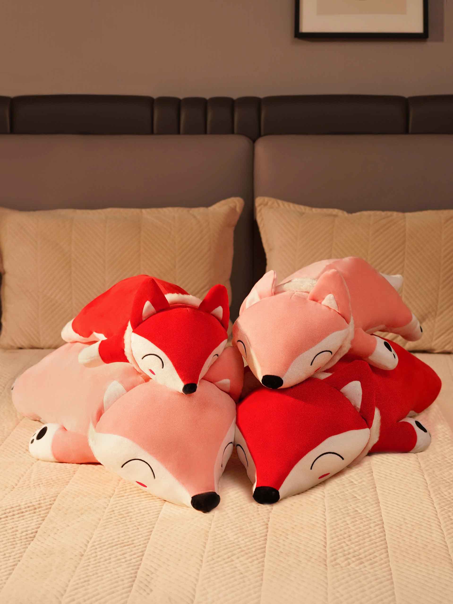 Slyly Sleepy Fox Cuddle Pillow - Cute Animated Animal Sofa Cushion