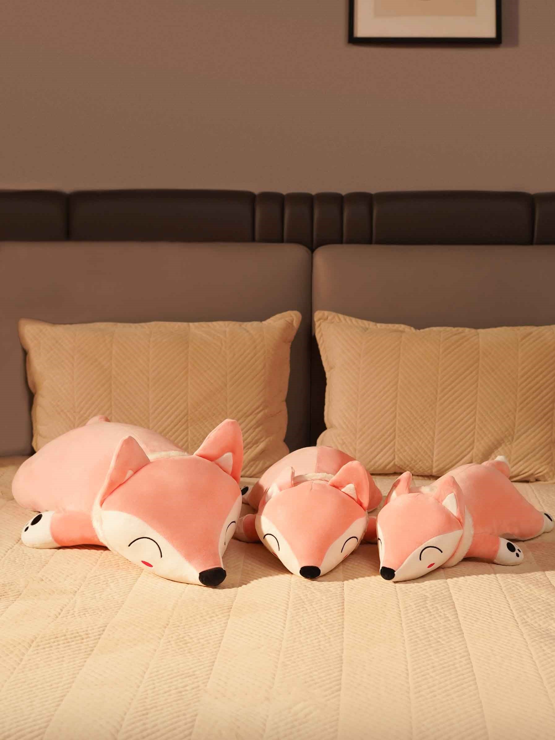 Slyly Sleepy Fox Cuddle Pillow - Cute Animated Animal Sofa Cushion