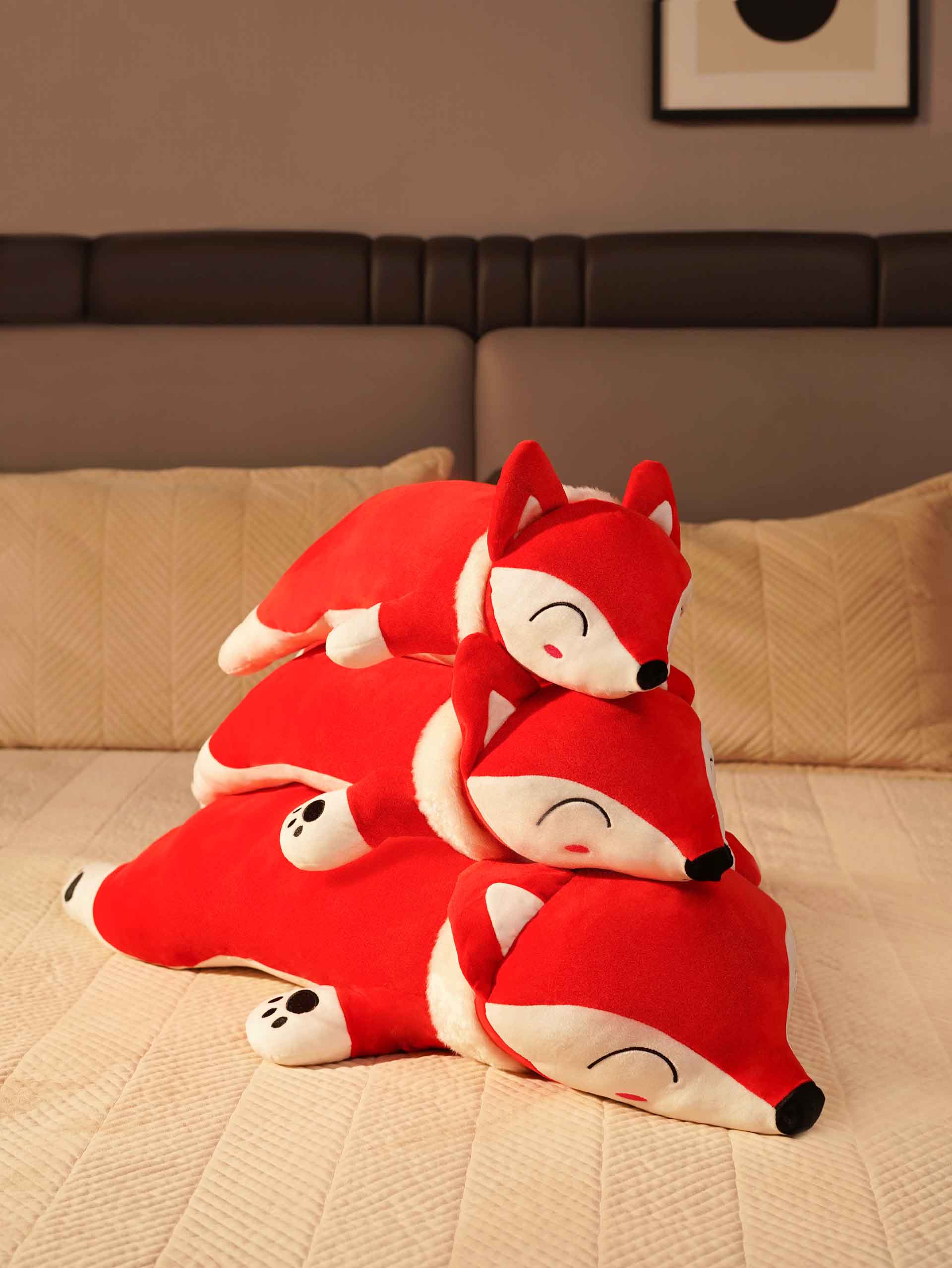 Slyly Sleepy Fox Cuddle Pillow - Cute Animated Animal Sofa Cushion