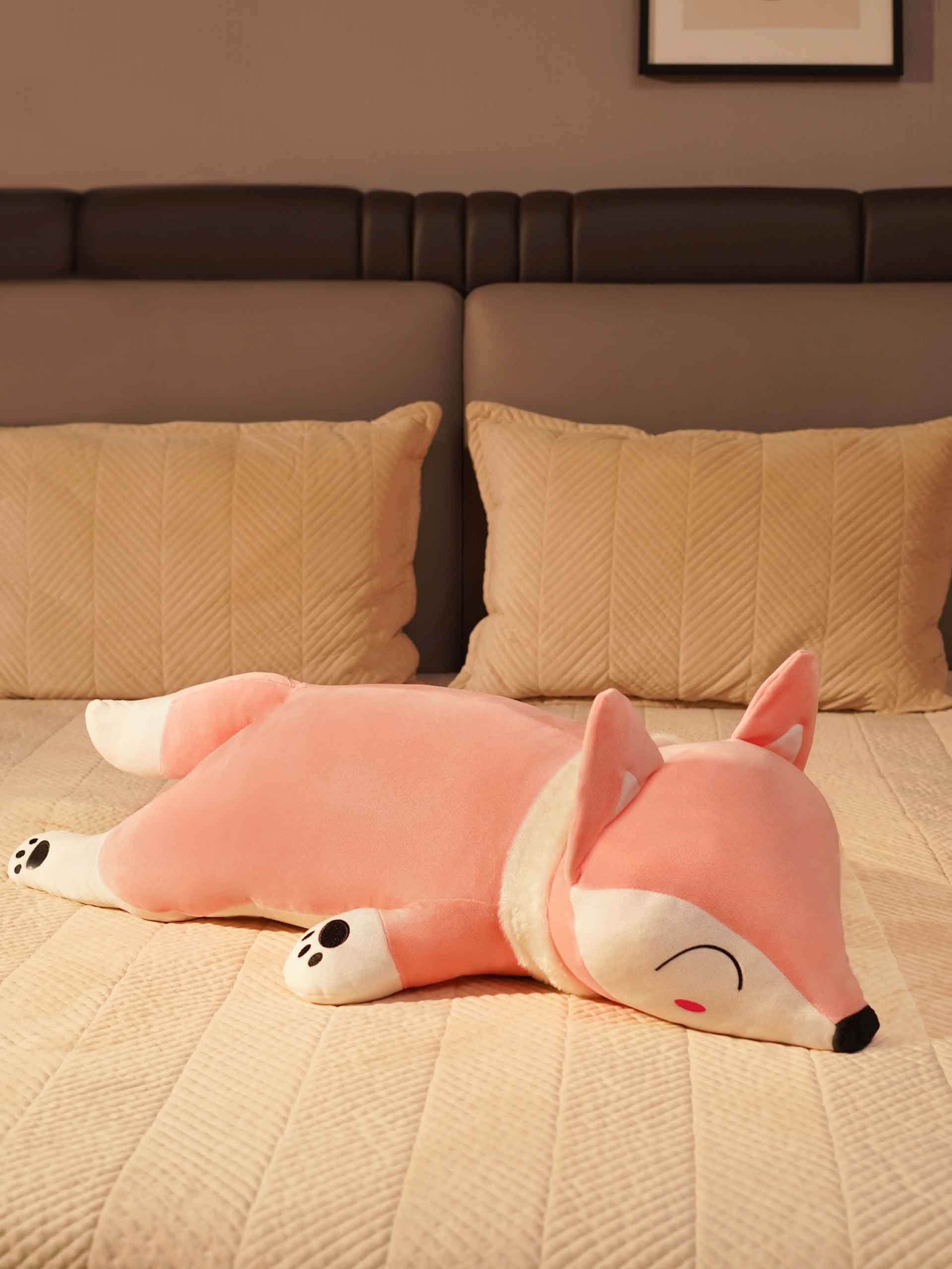 Slyly Sleepy Fox Cuddle Pillow - Cute Animated Animal Sofa Cushion