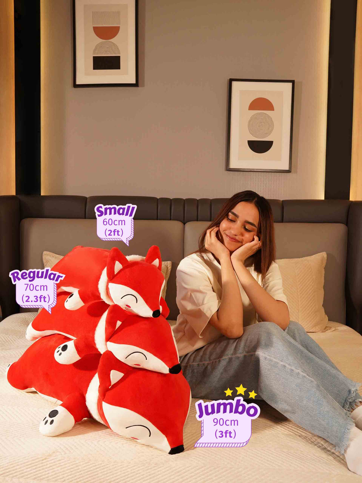Slyly Sleepy Fox Cuddle Pillow - Cute Animated Animal Sofa Cushion