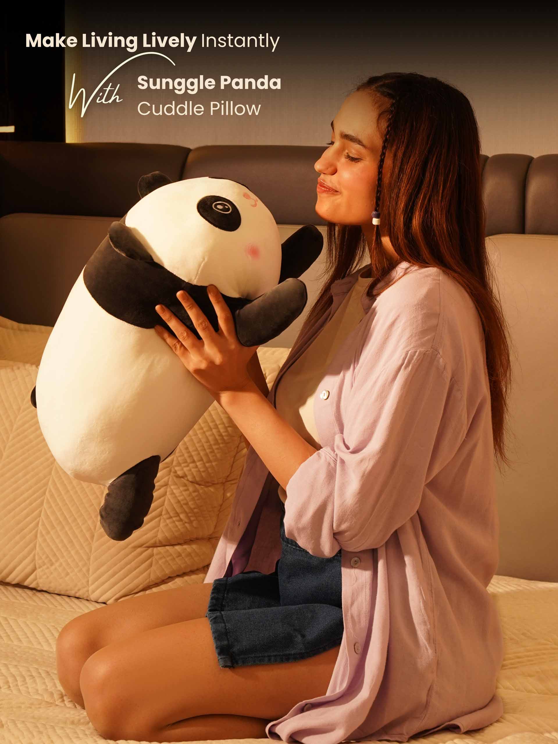Snuggle Seeker Panda Cuddle Pillow - Cute Panda Bed Cushion Home Decor