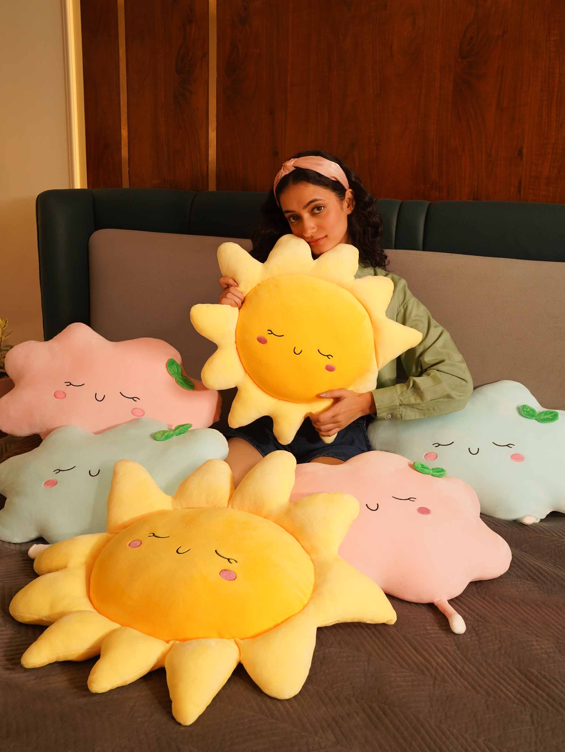 Sunny or Cloudy Blissfully Happy Comfy Cushies - Home Decor Pillow Soft & Cute Sofa Cushion Main image