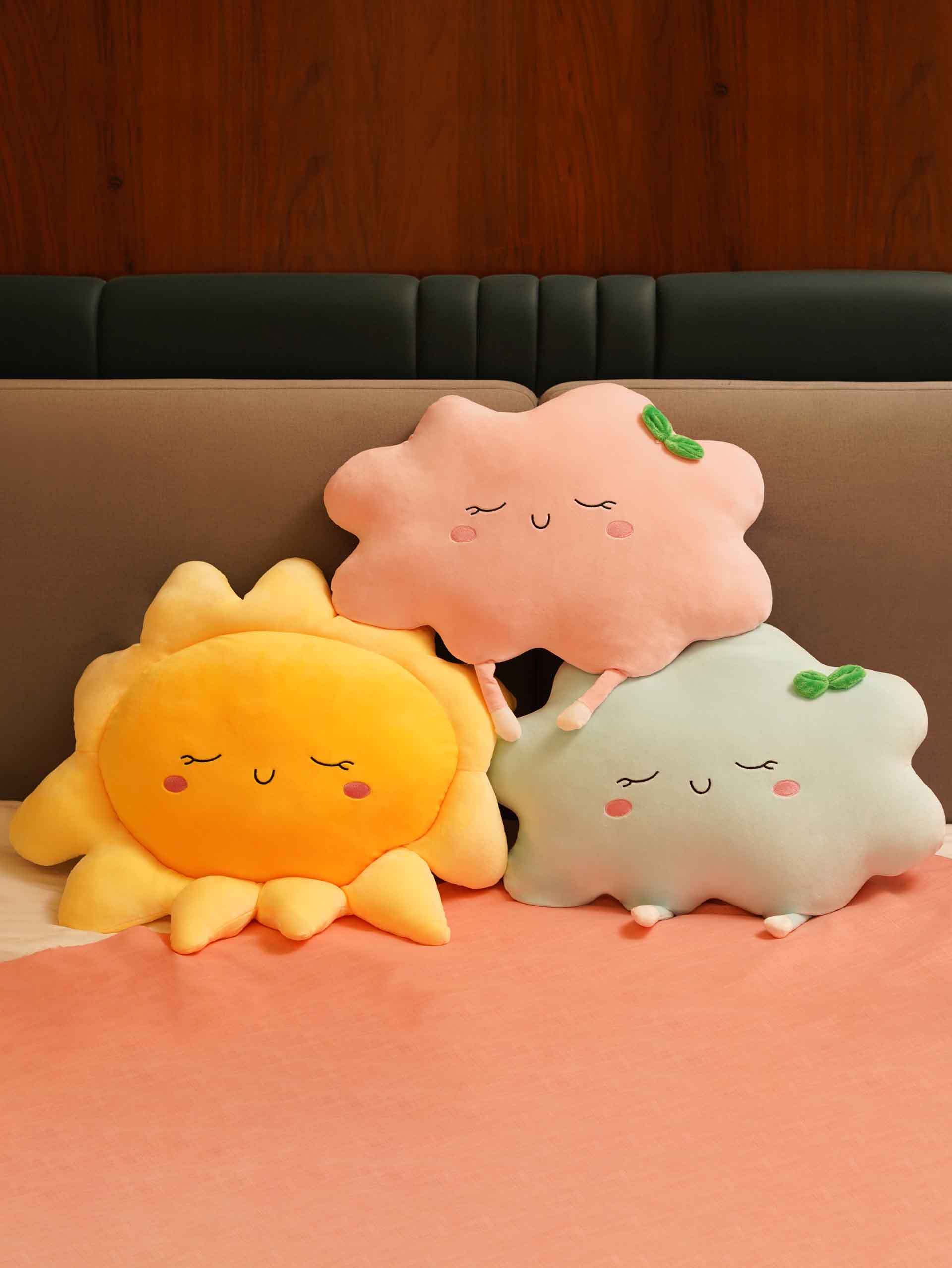 Sunny or Cloudy Blissfully Happy Comfy Cushies - Home Decor Pillow Soft & Cute Sofa Cushion