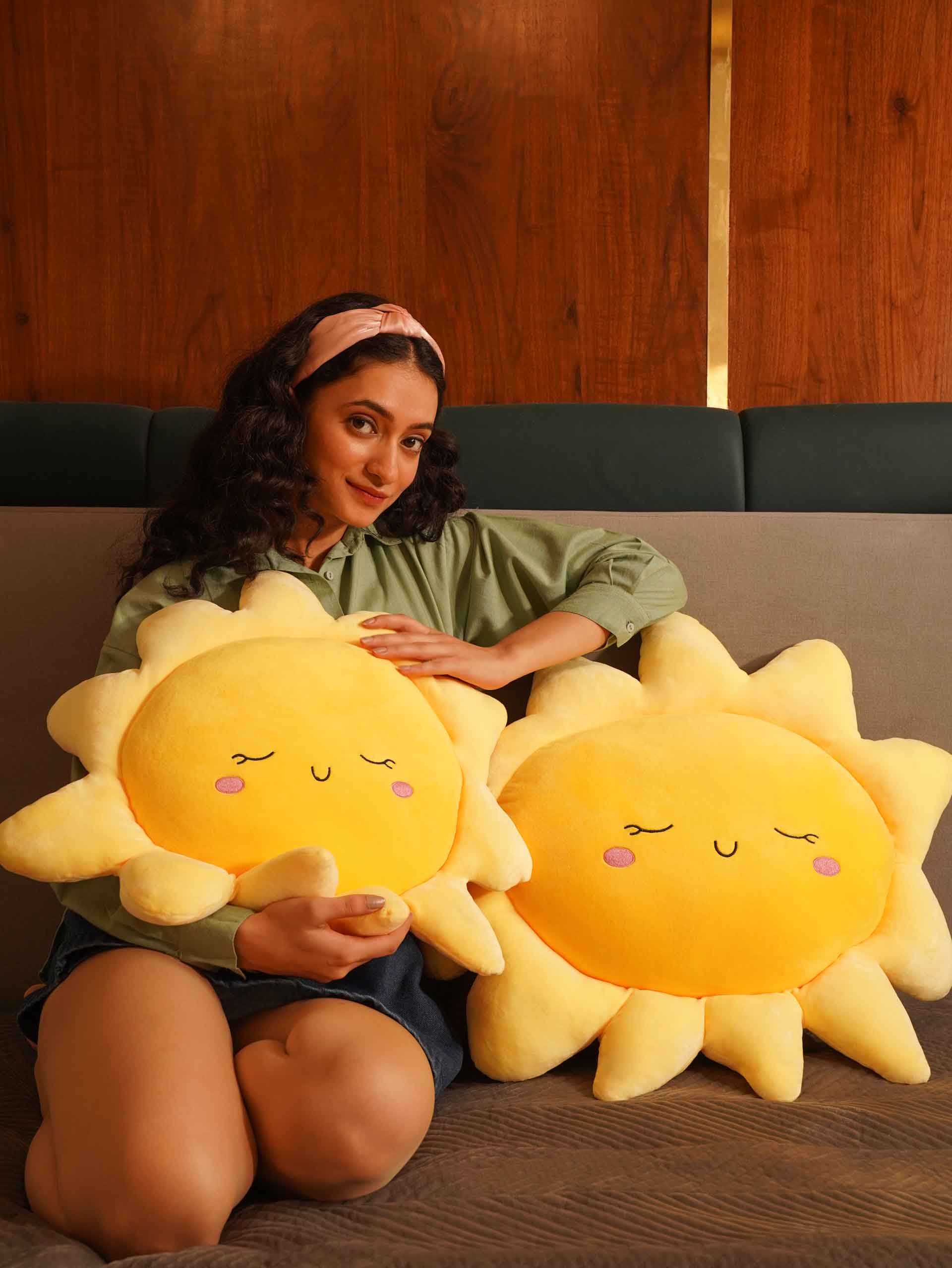 Sunny or Cloudy Blissfully Happy Comfy Cushies - Home Decor Pillow Soft & Cute Sofa Cushion