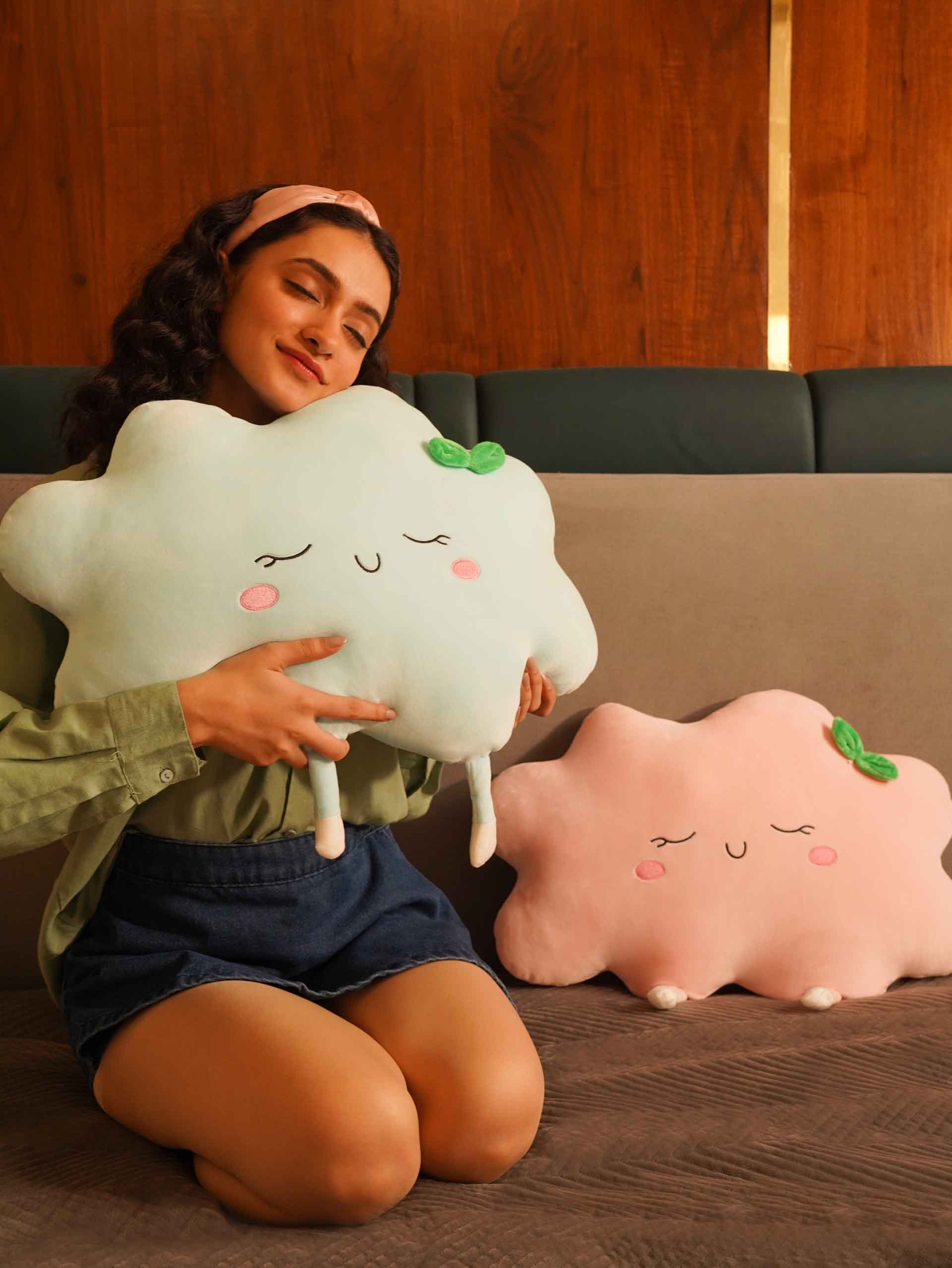 Sunny or Cloudy Blissfully Happy Comfy Cushies - Home Decor Pillow Soft & Cute Sofa Cushion