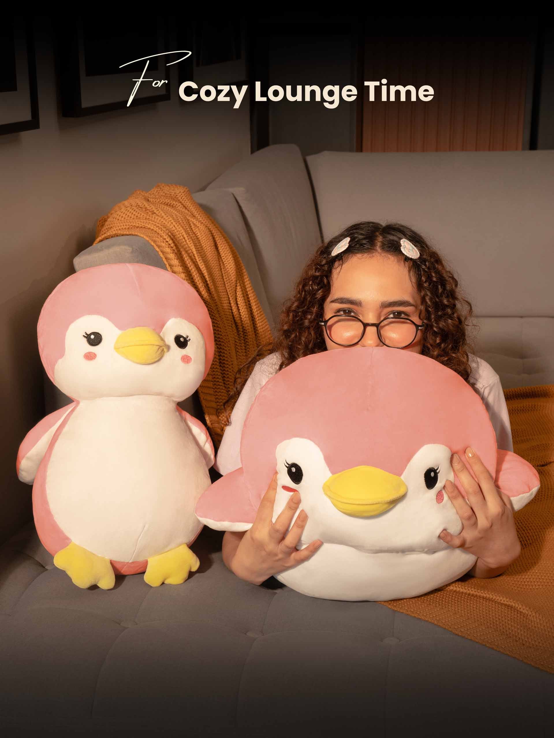 Sweet & Shy Penguin Cuddle Pillow - Cute Sofa Cushion Living Room Decor