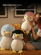 Sweet & Shy Penguin Cuddle Pillow - Cute Sofa Cushion Living Room Decor