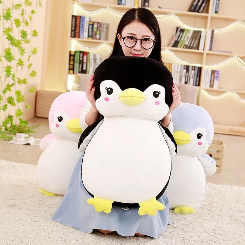 Sweet & Shy Penguin Cuddle Pillow - Cute Sofa Cushion Living Room Decor