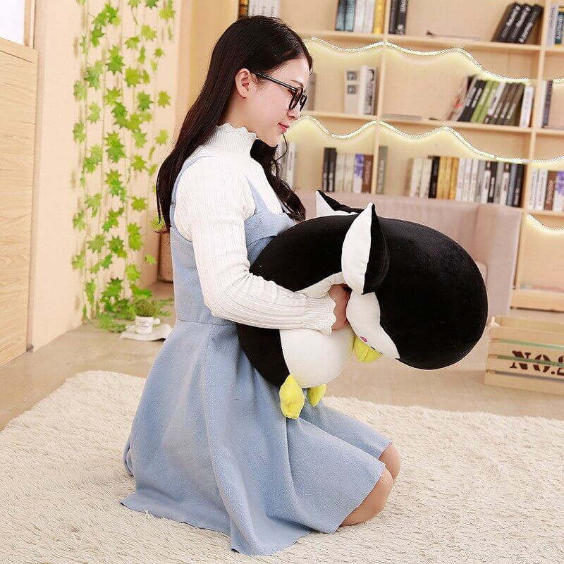 Sweet & Shy Penguin Cuddle Pillow - Cute Sofa Cushion Living Room Decor