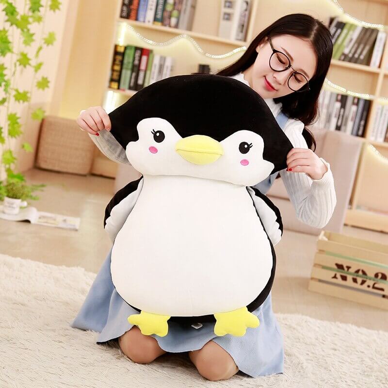 Sweet & Shy Penguin Cuddle Pillow - Cute Sofa Cushion Living Room Decor