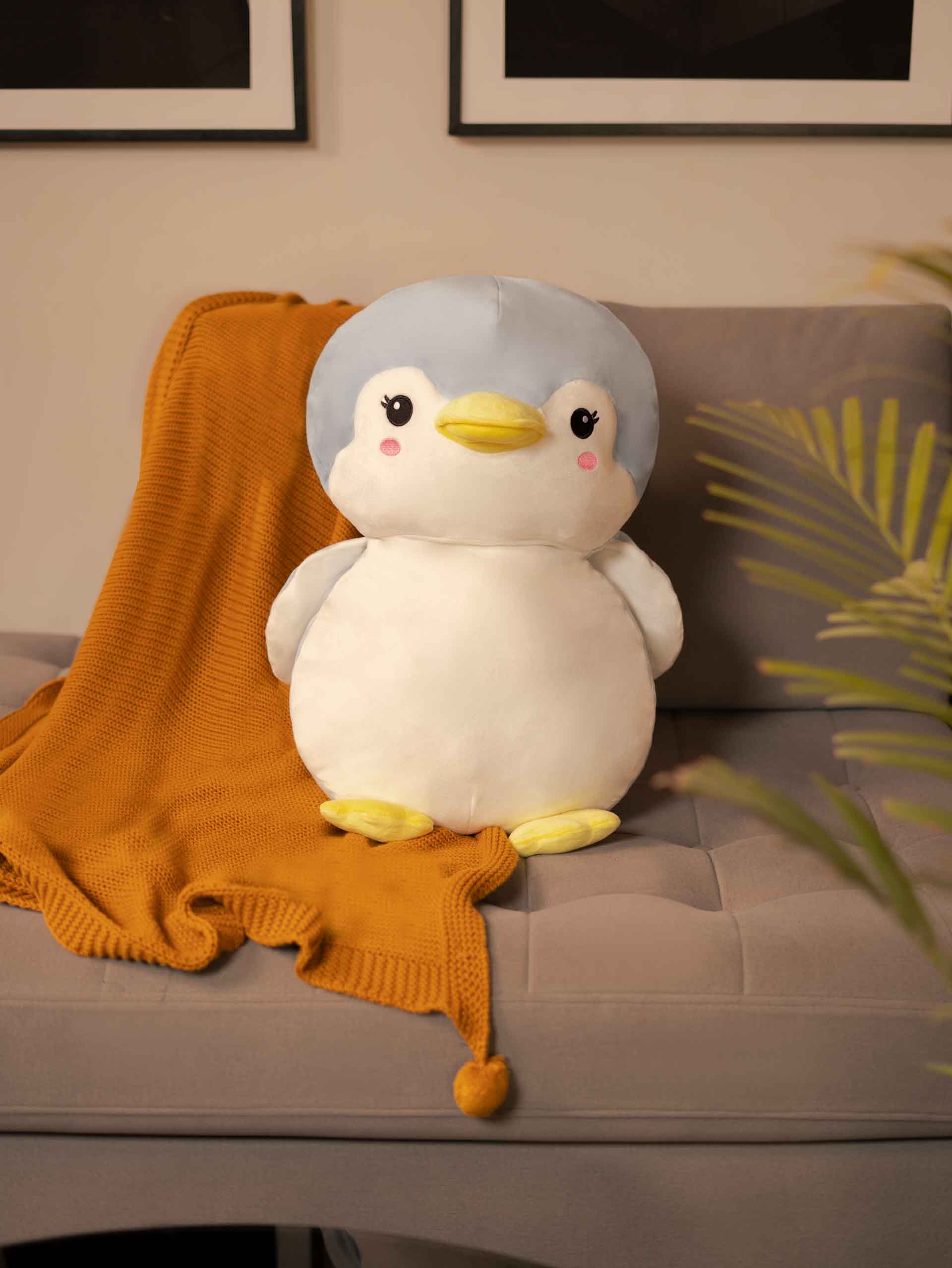 Sweet & Shy Penguin Cuddle Pillow - Cute Sofa Cushion Living Room Decor