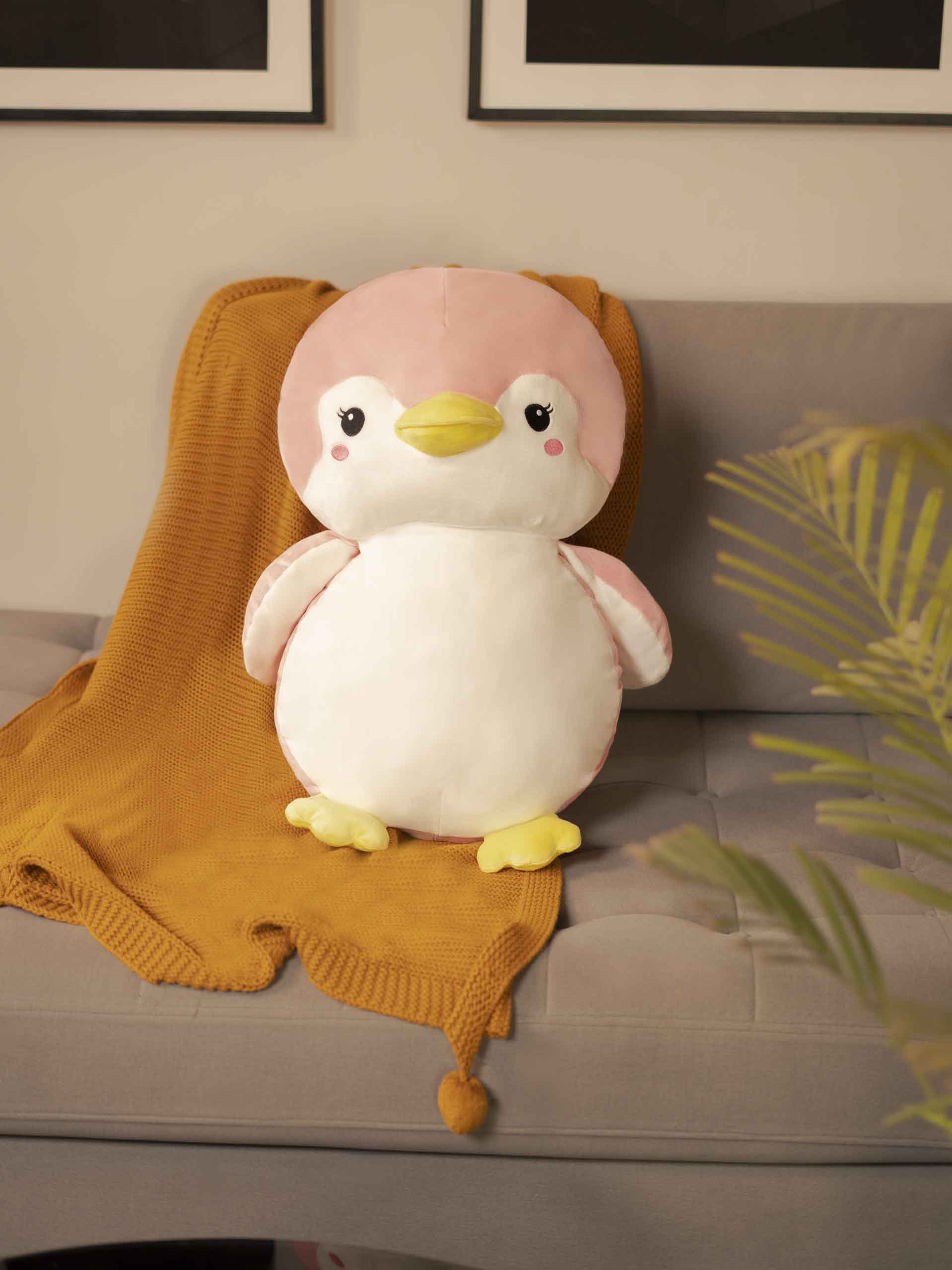 Sweet & Shy Penguin Cuddle Pillow - Cute Sofa Cushion Living Room Decor