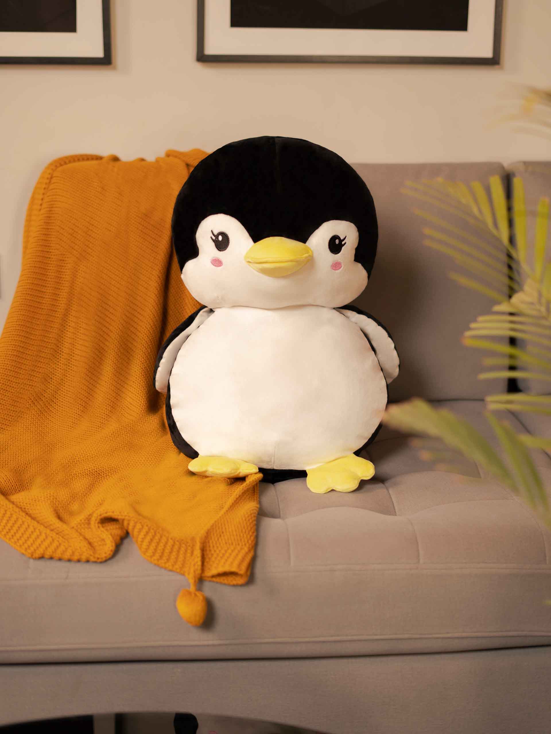 Sweet & Shy Penguin Cuddle Pillow - Cute Sofa Cushion Living Room Decor