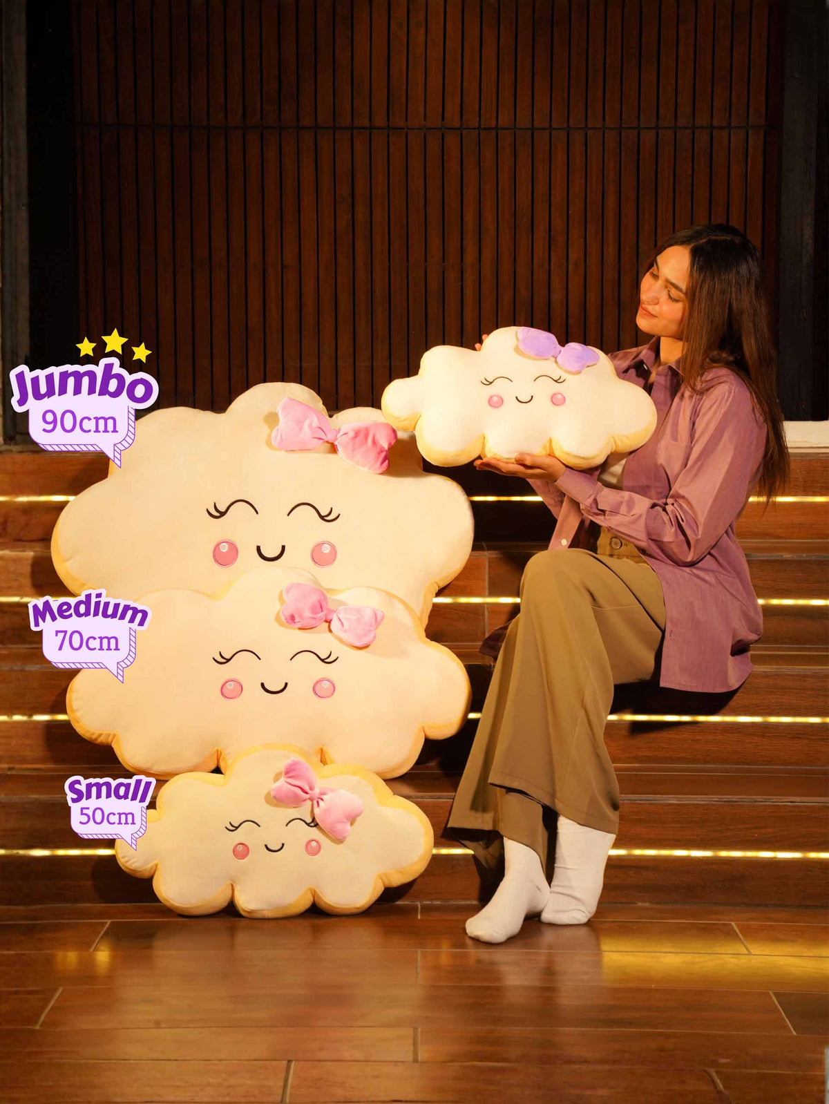 Always on Cloud 9 Comfy Cushies - Cute Soft Back Cushion for House Party size guide