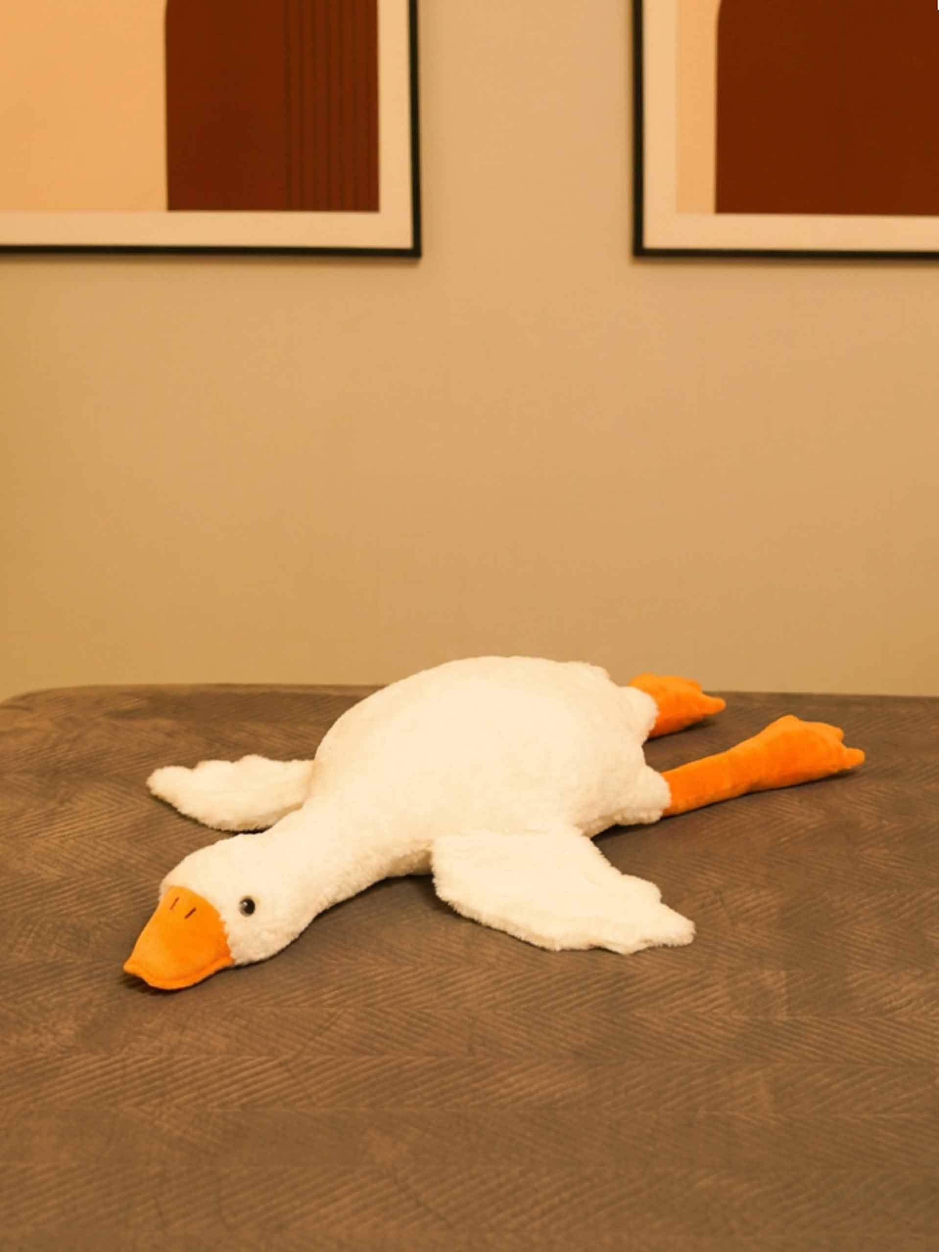 Giant Gullible Goose Cuddle Pillow - Cute White Duck Unique Living Room Decor Cushion