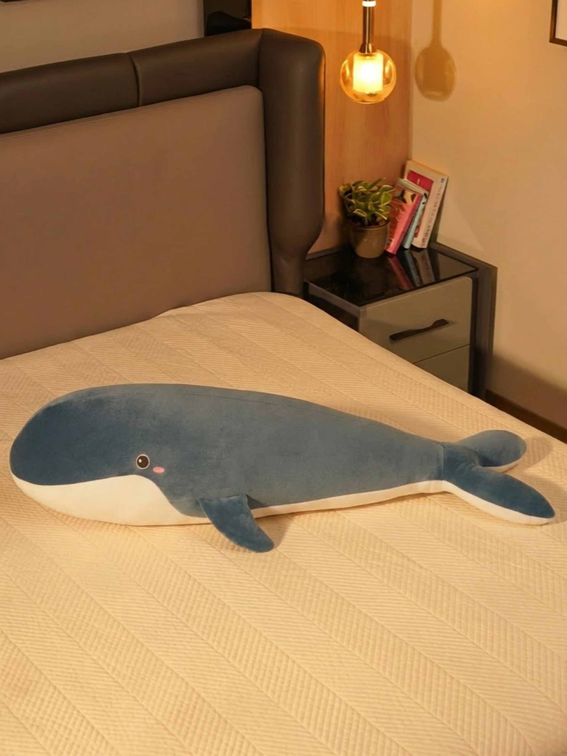 Joyful Jumbo Blue Whale Cuddle Pillow - Cute Nap Cushion Bedroom Home Decor