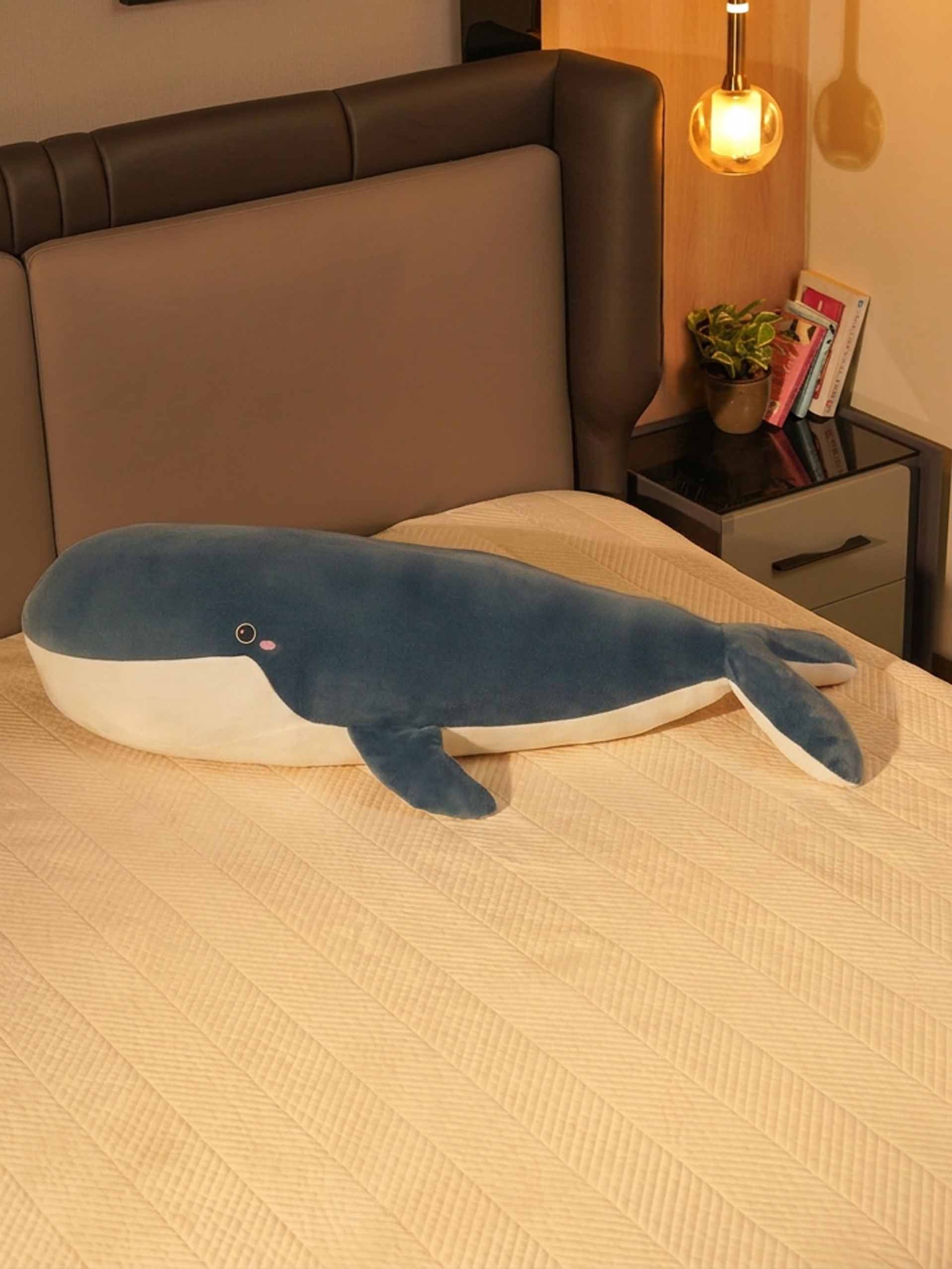 Joyful Jumbo Blue Whale Cuddle Pillow - Cute Nap Cushion Bedroom Home Decor