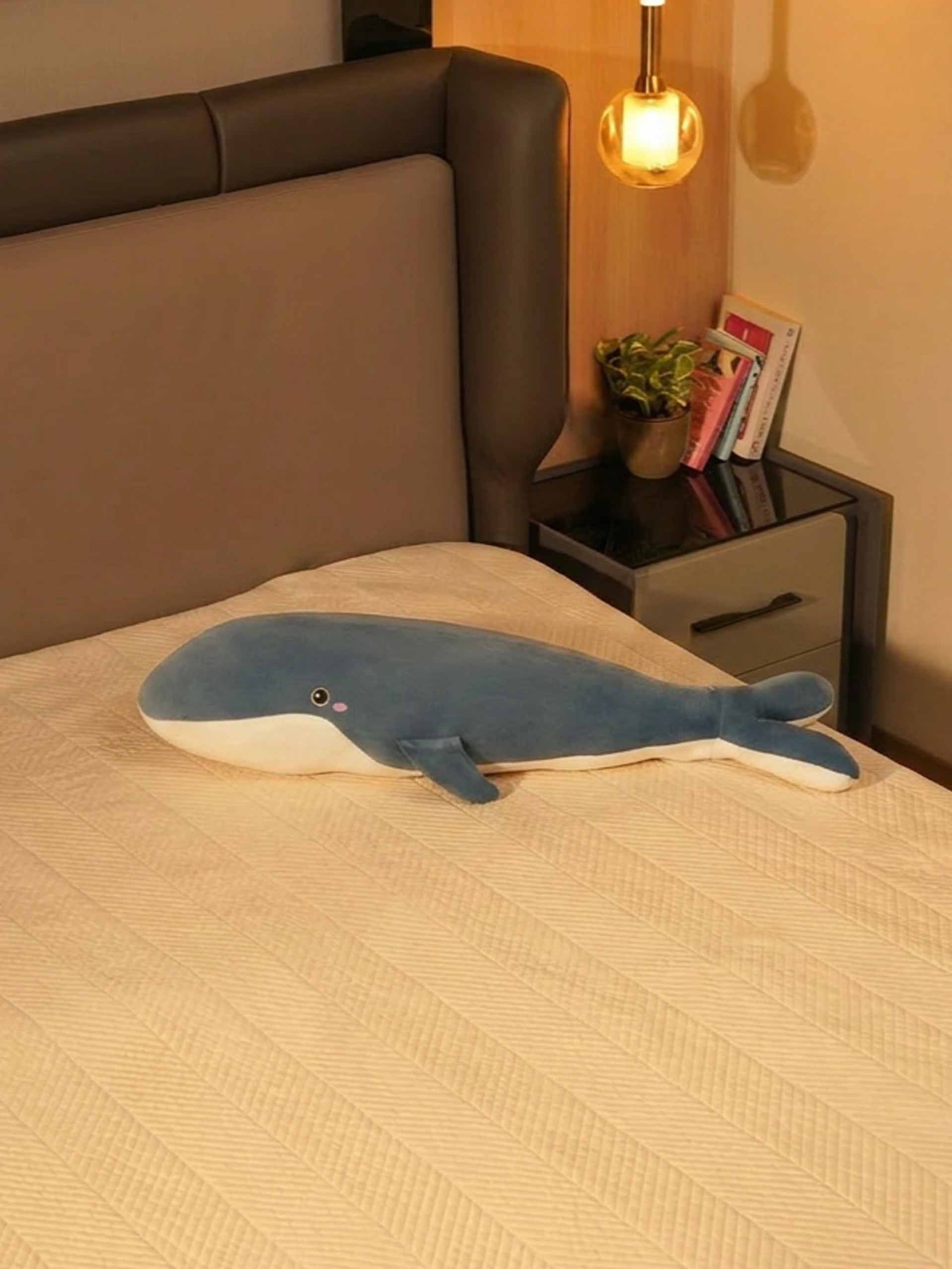 Joyful Jumbo Blue Whale Cuddle Pillow - Cute Nap Cushion Bedroom Home Decor