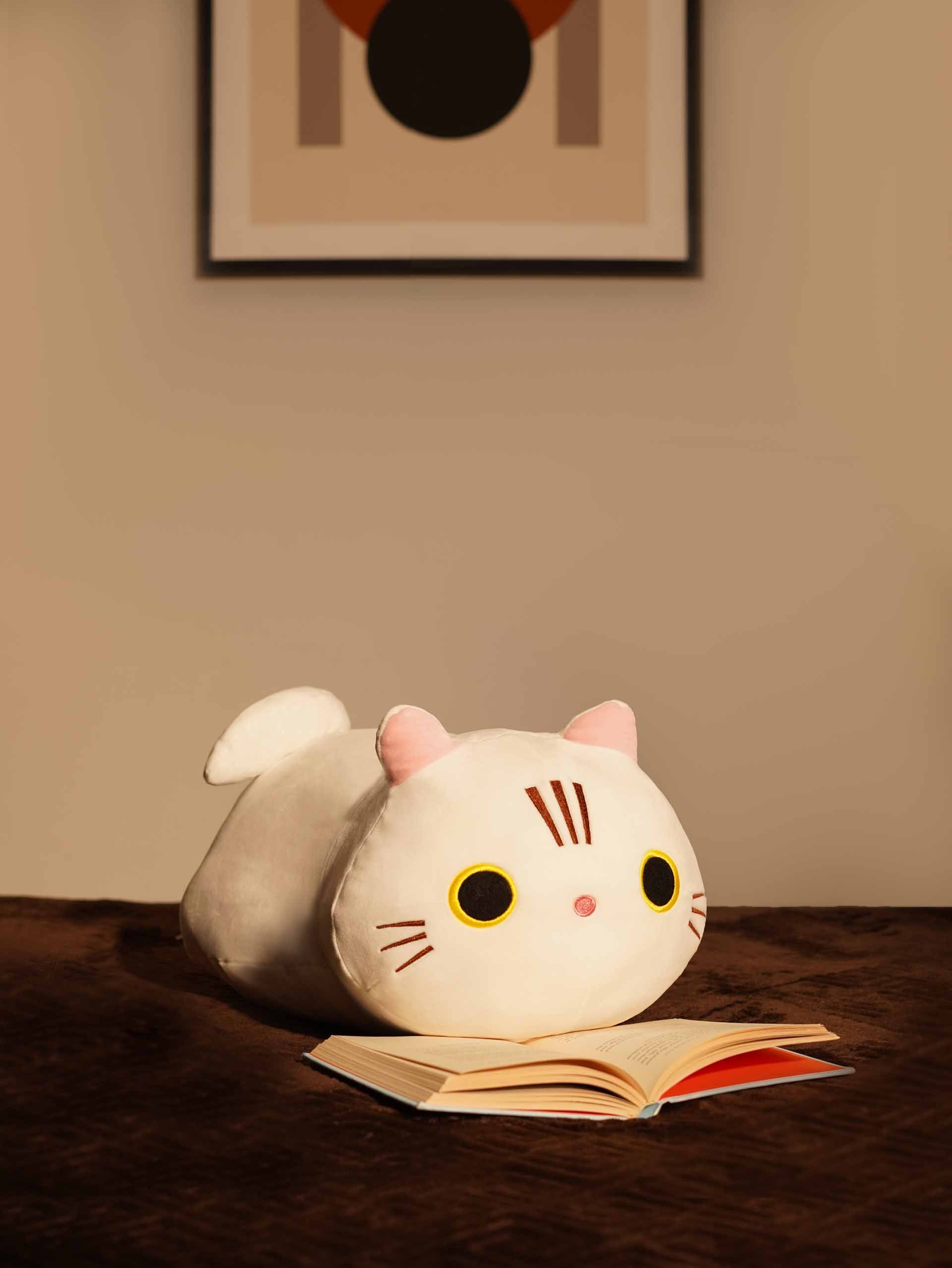 Kitty Cat Cuddle Pillow - Cylindrical Long Bedside Cute Nap Pillow for Sofa
