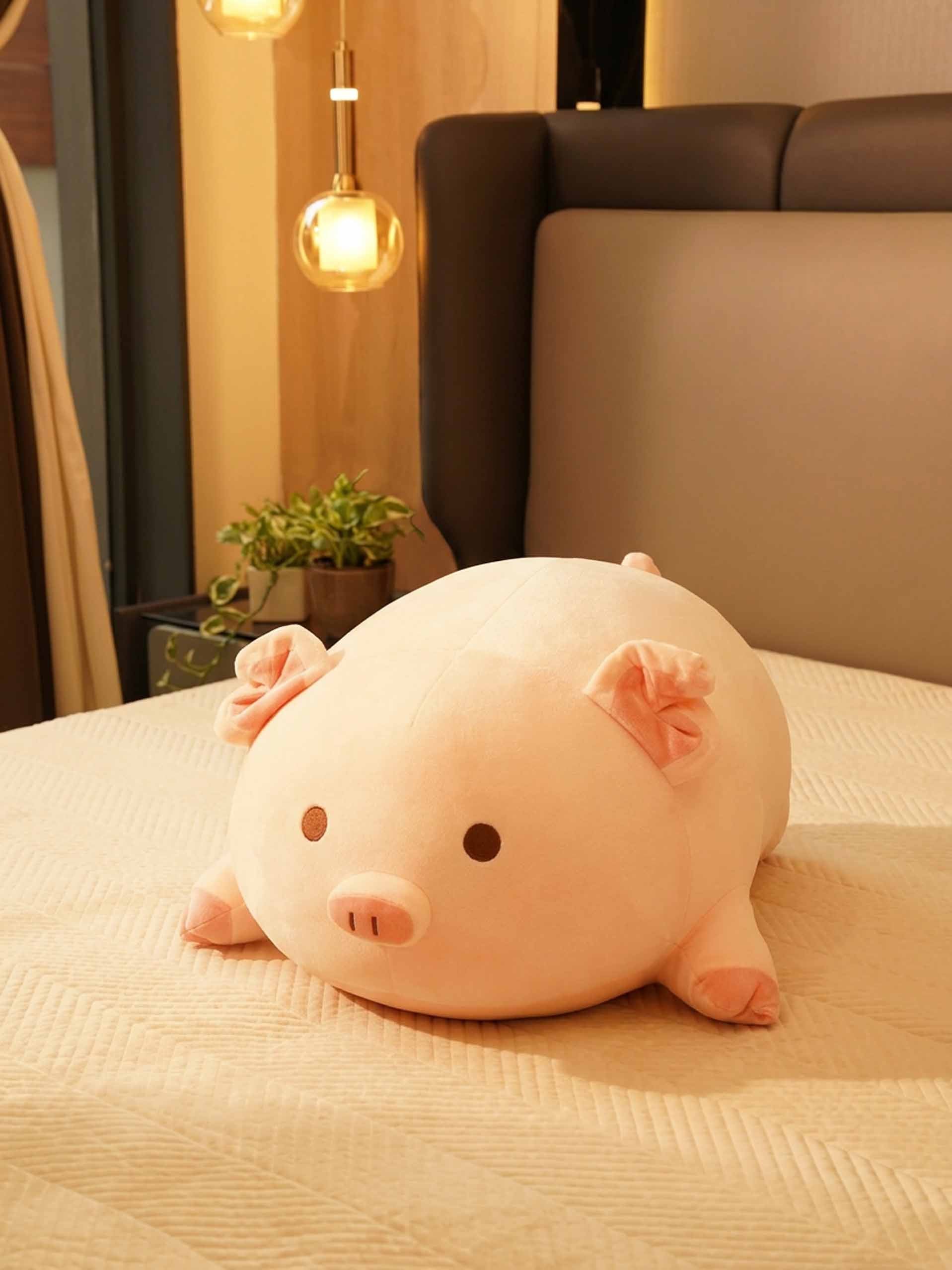 Lounging Piggy Cuddle Pillow - Cute Pink Sleeping Pillow Living Room Decor