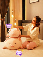 Lounging Piggy Cuddle Pillow - Cute Pink Sleeping Pillow Living Room Decor