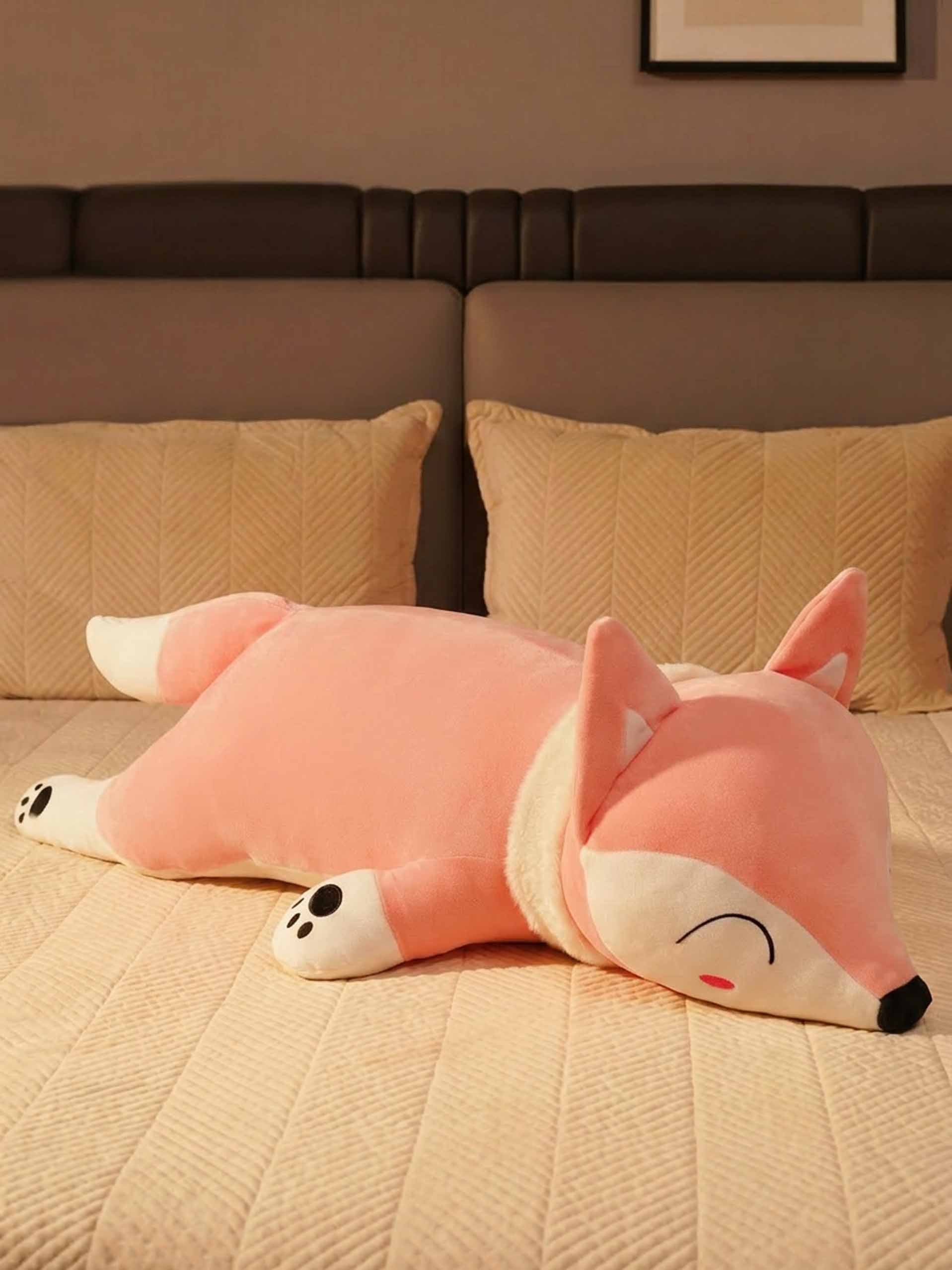 Slyly Sleepy Fox Cuddle Pillow - Cute Animated Animal Sofa Cushion