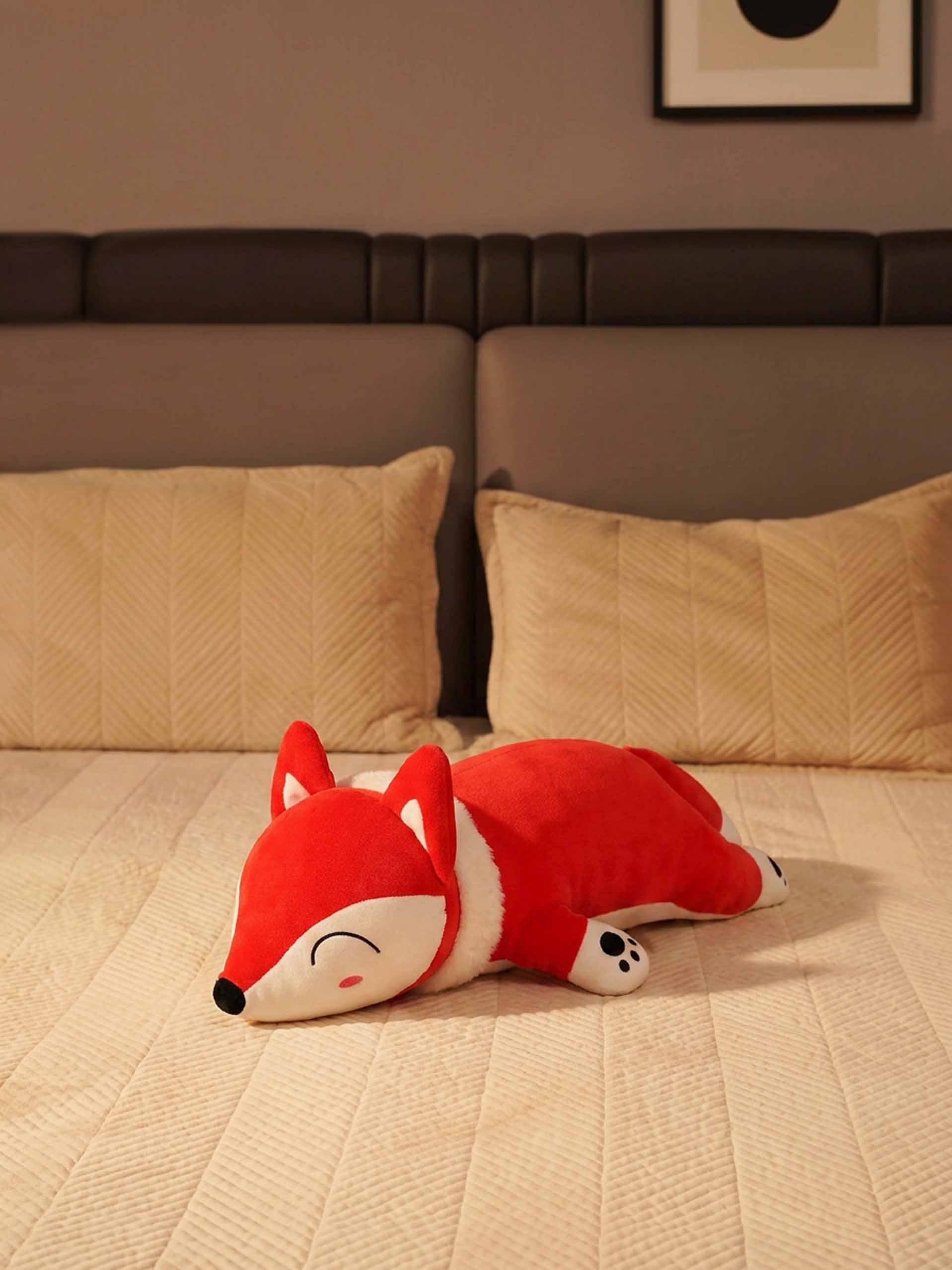 Slyly Sleepy Fox Cuddle Pillow - Cute Animated Animal Sofa Cushion
