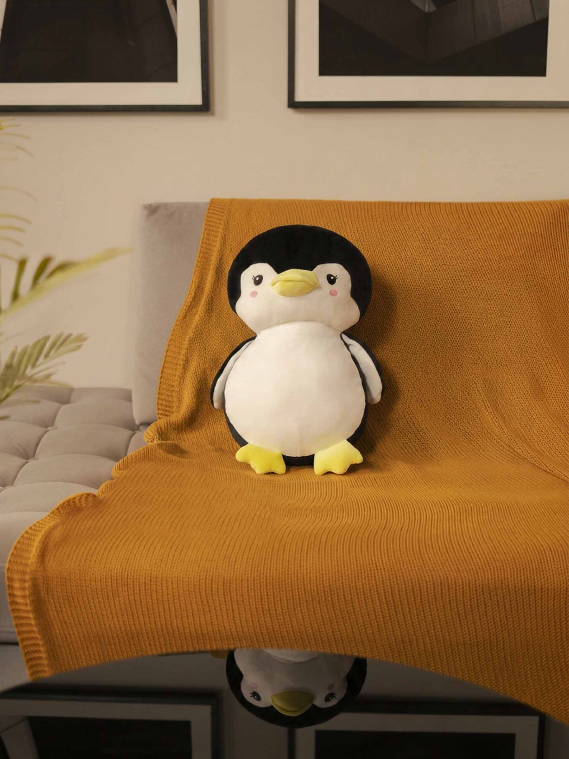 Sweet & Shy Penguin Cuddle Pillow - Cute Sofa Cushion Living Room Decor