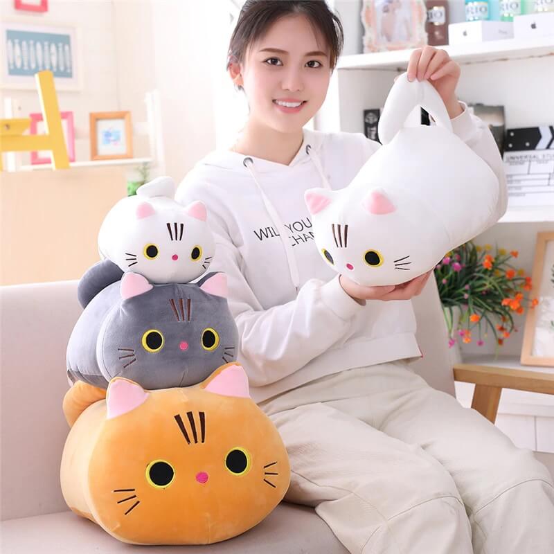 Kitty Cat Cuddle Pillow - Cylindrical Long Bedside Cute Nap Pillow for Sofa