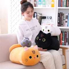 Kitty Cat Cuddle Pillow - Cylindrical Long Bedside Cute Nap Pillow for Sofa