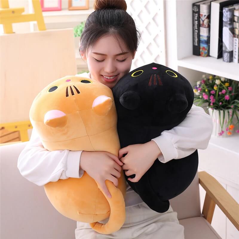 Kitty Cat Cuddle Pillow - Cylindrical Long Bedside Cute Nap Pillow for Sofa