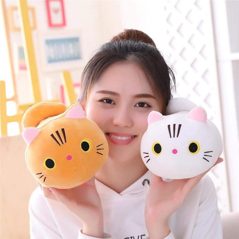 Kitty Cat Cuddle Pillow - Cylindrical Long Bedside Cute Nap Pillow for Sofa