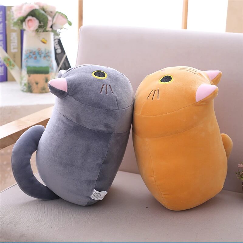 Kitty Cat Cuddle Pillow - Cylindrical Long Bedside Cute Nap Pillow for Sofa